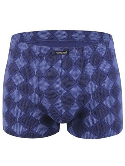 Мужские трусы-боксеры с ромбовидным принтом (Размер: M) (Цвет: синий)