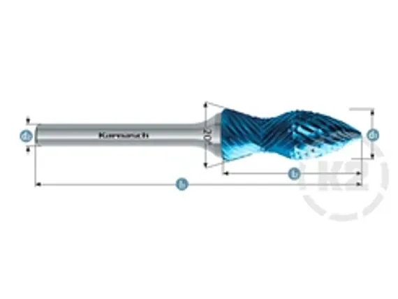 Комбинированная борфреза Karnasch конус 60° + угол