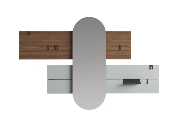 Вешалка Stripe L горизонтальная с зеркалом 60*160 см (орех, серый)