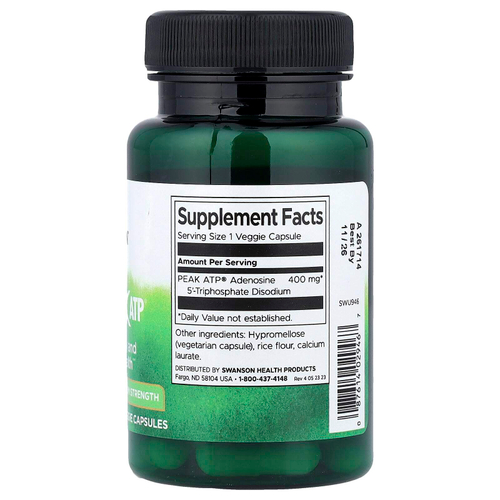 Swanson, Peak ATP®, 400 мг, 30 растительных капсул