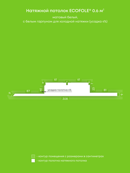 Матовый натяжной потолок 0.6 м2