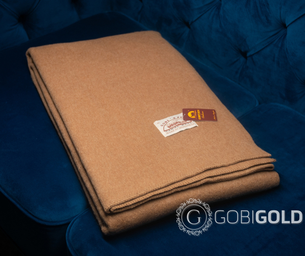 Одеяло тканое из 100% верблюжьей шерсти 150х200 см. (GOBI SUN) - камел