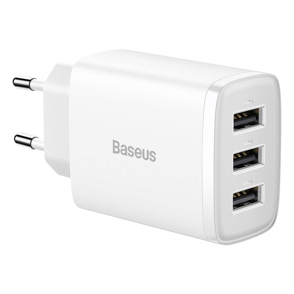 Зарядное устройство Baseus Compact Charger 3U 17W - White