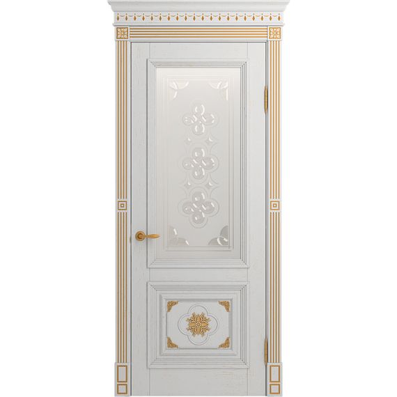 Межкомнатная дверь массив дуба Viporte Монако аворио патина золото остеклённая