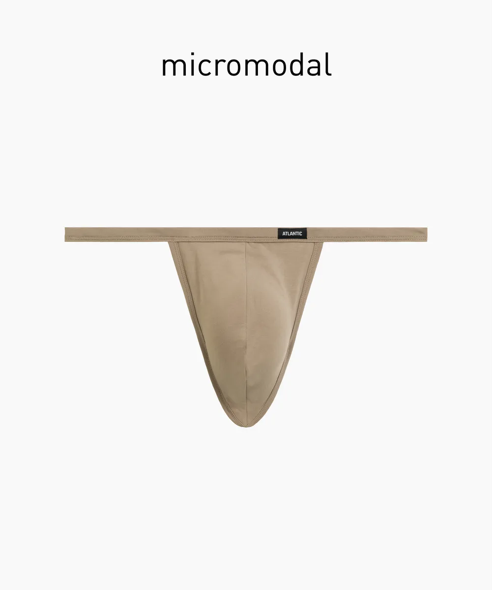 Мужские трусы стринги Atlantic, 1 шт. в уп., микромодал, бежевые, MP-1586