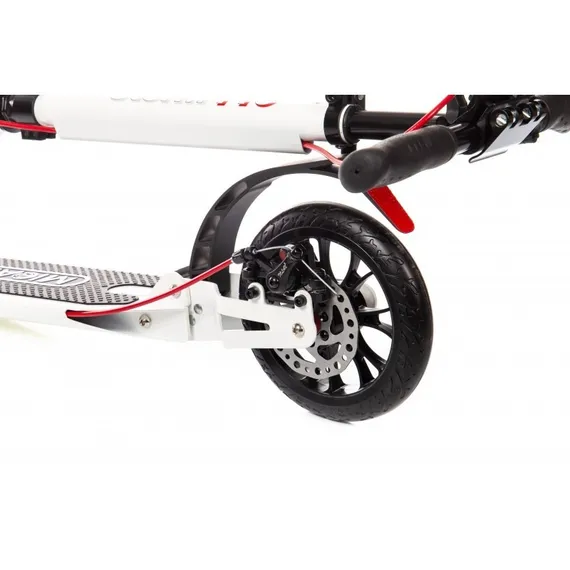 Складной двухколёсный самокат Micar Storm Pro 200 мм с двумя амортизаторами и ручным дисковым тормозом, белый