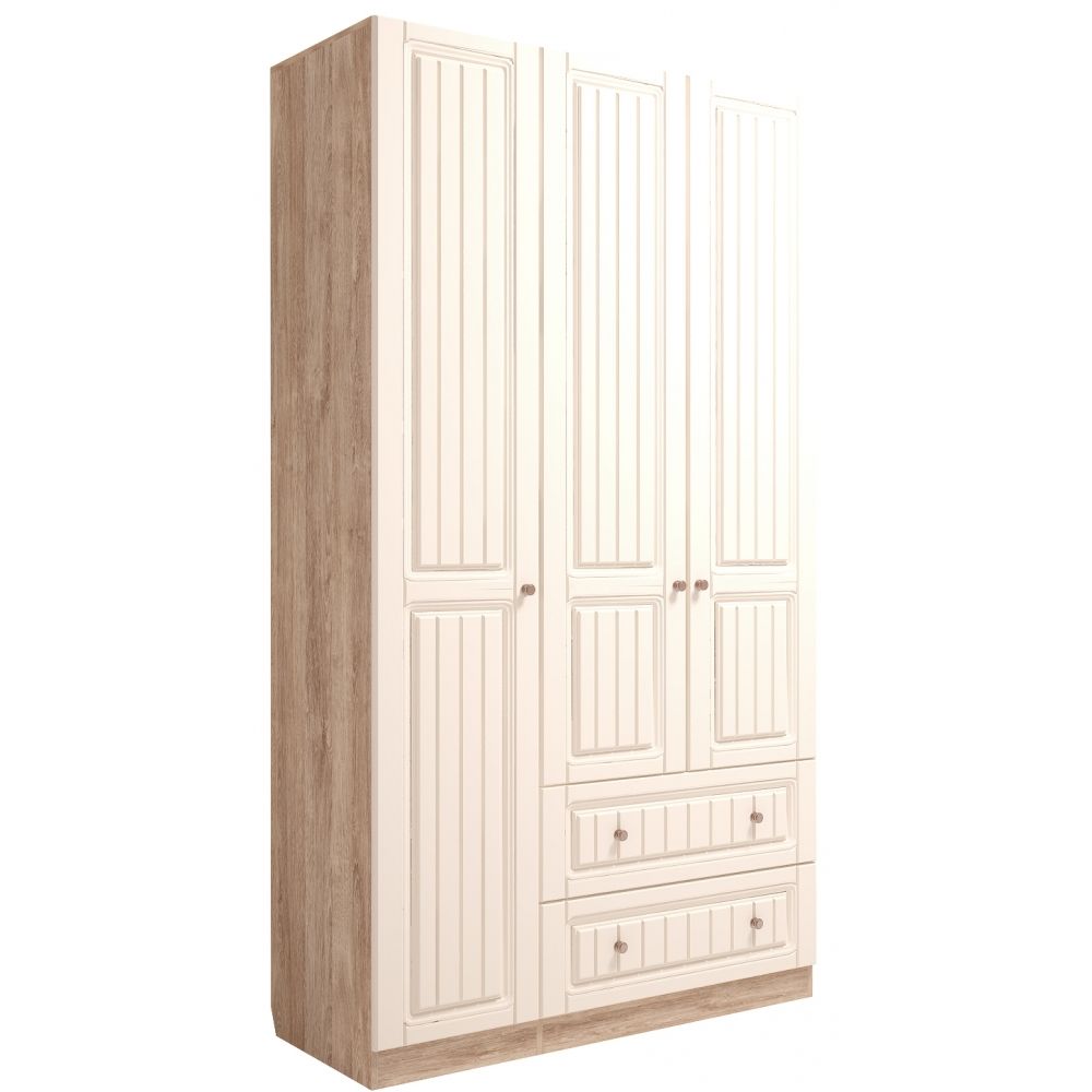 Шкаф трехстворчатый "Богуслава" М-8 (дуб баррик светлый/крем брюле), ЛДСП/МДФ, Комфорт-S, г. Ижевск