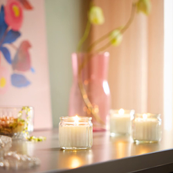 ХОКГОК HОKGОK Ароматическая свеча в стекле 12 часов, ваниль/бежевая