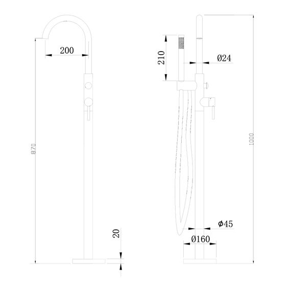 Смеситель ABBER Wasser Kreis AF8115 напольный для ванны, хром