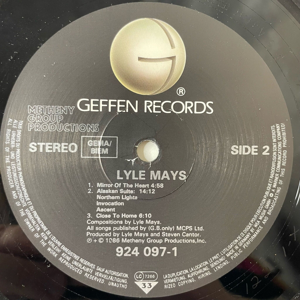 Винтажная виниловая пластинка LP Lyle Mays (Germany 1986)