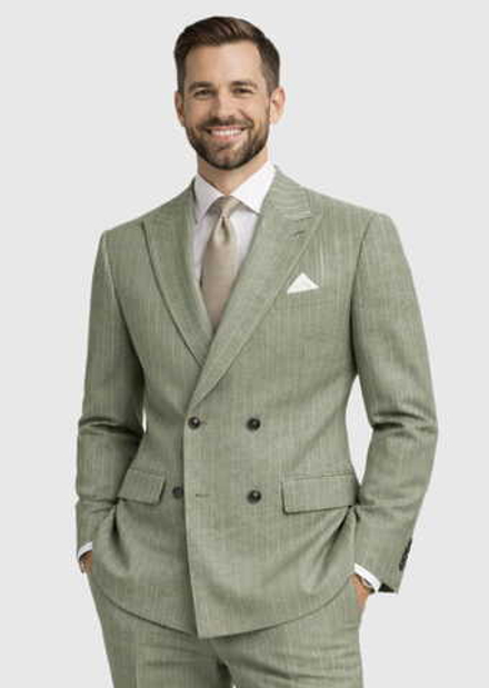 Мужской двубортный костюм (хаки) А111