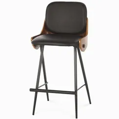 Полубарный стул Dune 65 см, черная экокожа, спинка орех