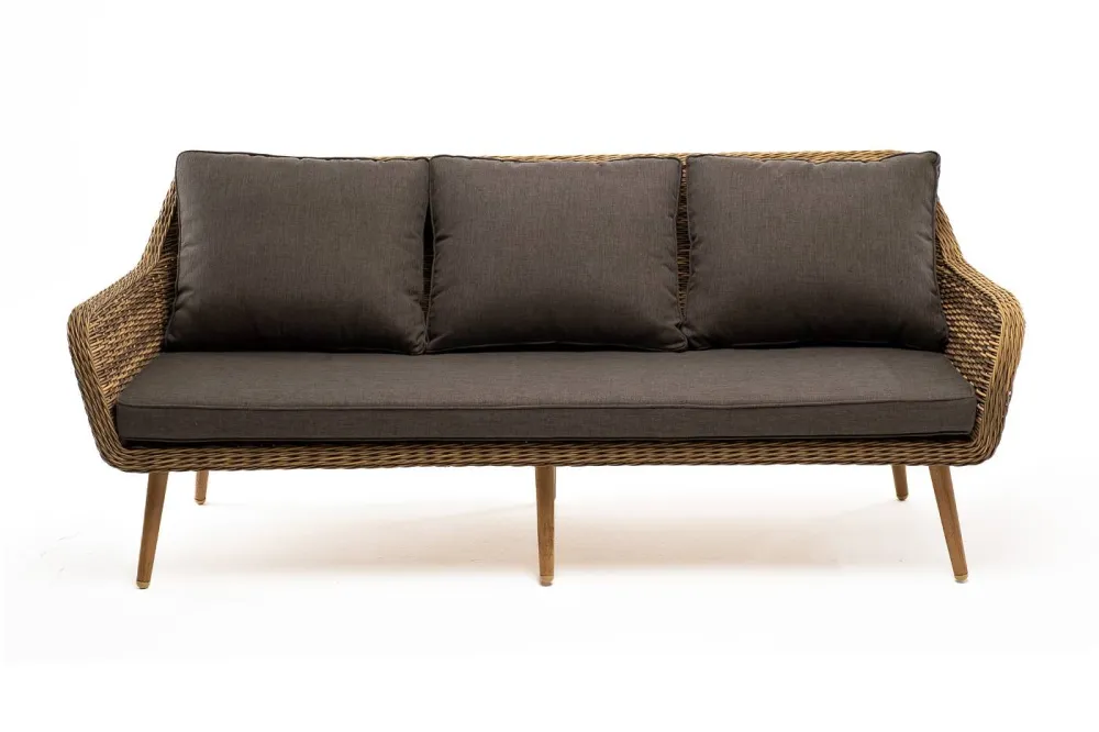 "Прованс" диван из искусственного ротанга трехместный, цвет соломенный