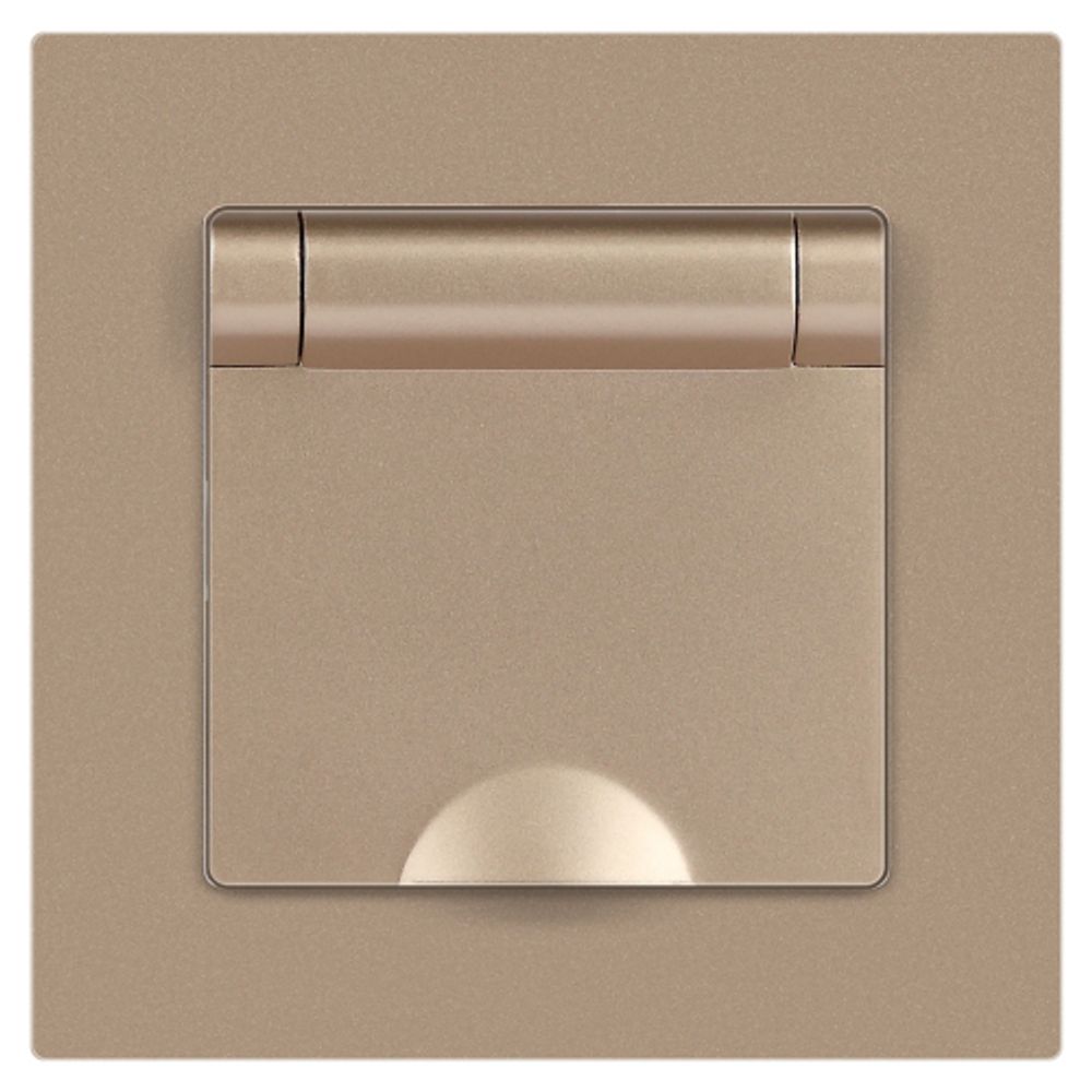 Розетка Intro Accent 6-203-04 2P+E Schuko с крышкой 16А-250В IP20 СУ AL/CU шампань | Intro