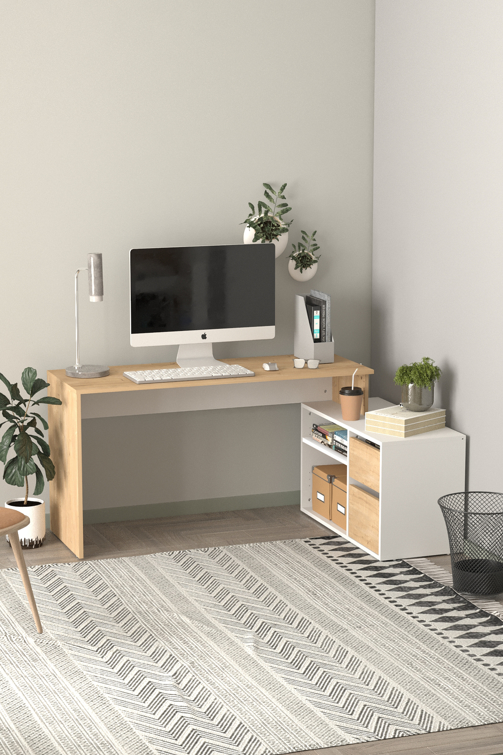 Многофункциональный рабочий стол 140х60 - дуб/антрацит