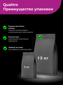 Корм сухой для щенков породы Бостон-терьер, с говядиной, 3 кг, QUATTRO