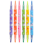 Маркер текстовыделитель, двусторонний, Basir, серия "Лапки", с котиками на корпусе, 6 цветов