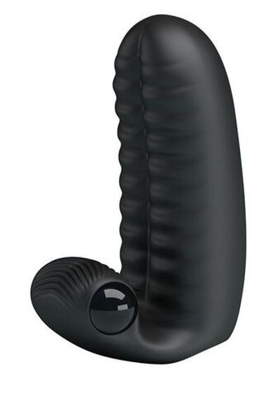 Черная вибронасадка на пальцы Abbott с ребристой поверхностью (Цвет: черный)