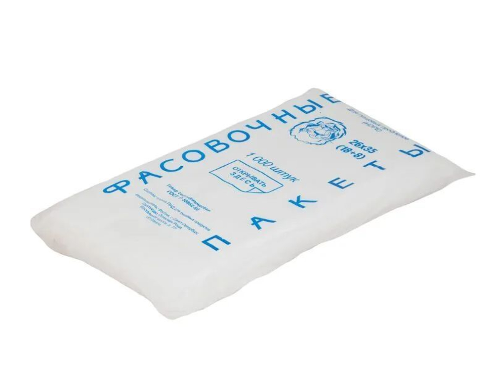 Пакет фасовочный в пластах 1000шт, ПНД 18см/8см/35см/8мк