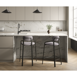 Стул полубарный Ror, round, велюр, черный/серый