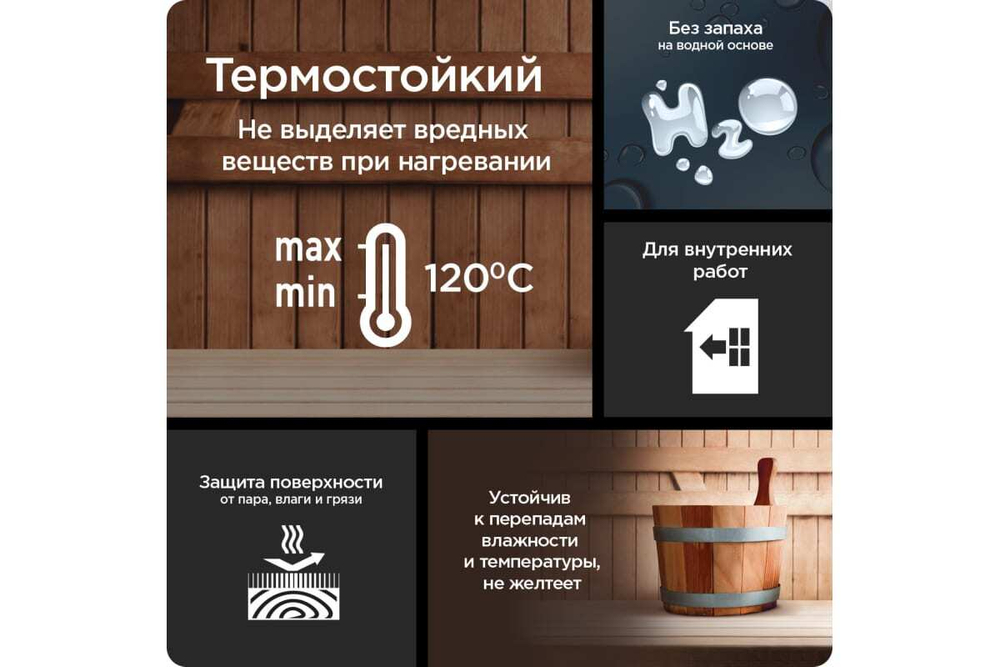 Лак для бань и саун на водной основе Pinotex Lacker Sauna 20 полуматовый 1 л