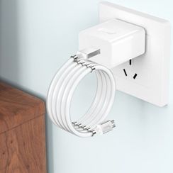 USB - микро USB HOCO U91, 1.0м, круглый, 2.4A, силикон, магнитные соединения, цвет: белый