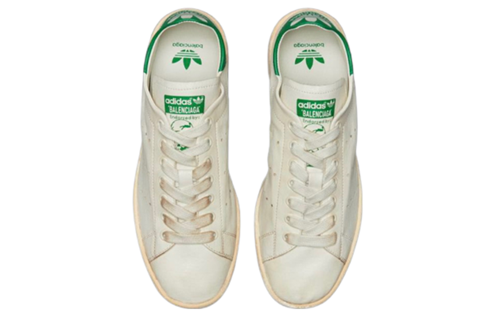 Adidas originals x Balenciaga Balenciaga leather lace-up low-cut fashion sneakers women's white and green old version