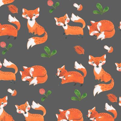 Ряды лисичек на сером фоне (лисы)