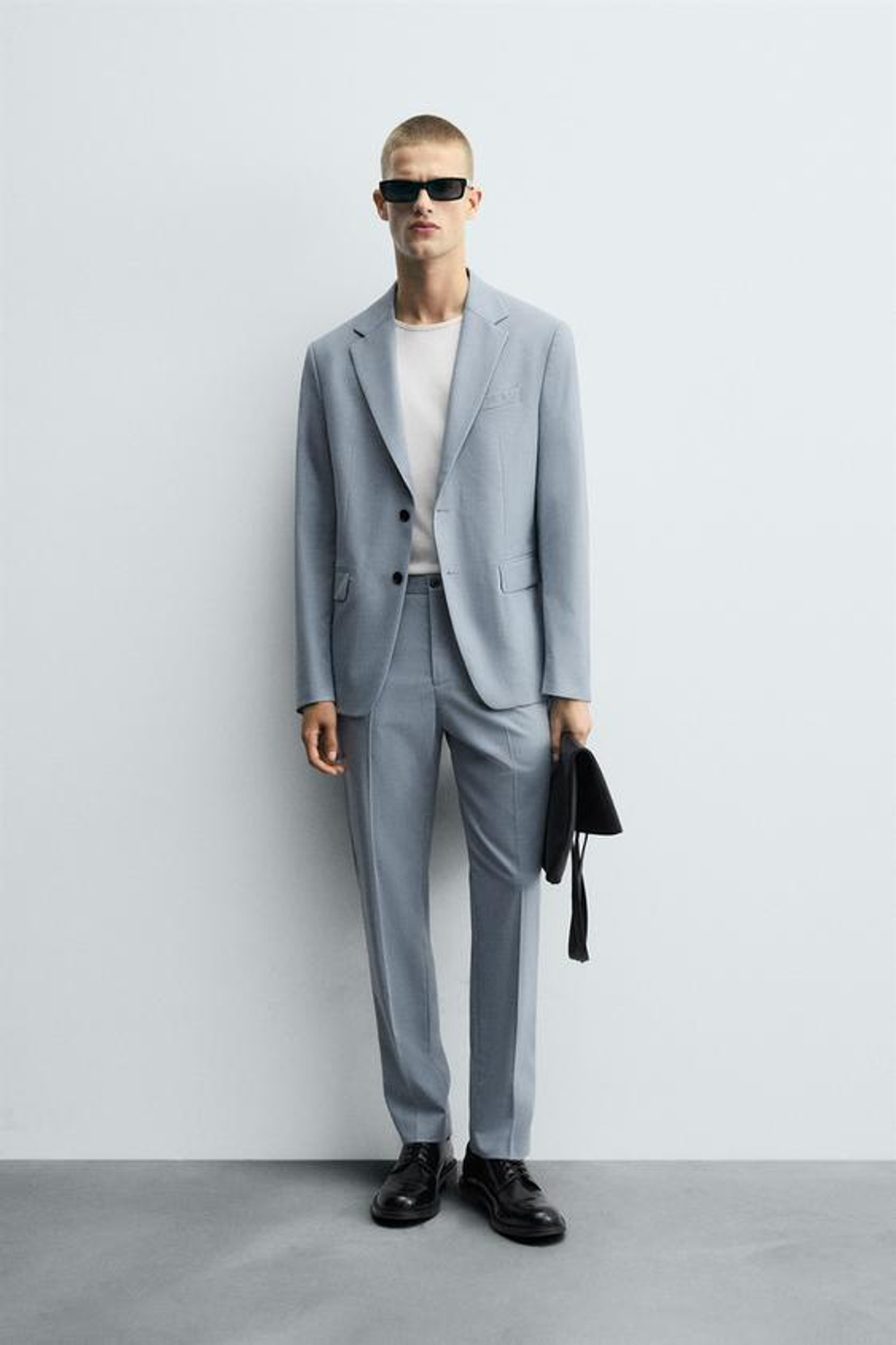 ZARA КОСТЮМНЫЕ БРЮКИ SLIM FIT, НЕБЕСНО-ГОЛУБОЙ