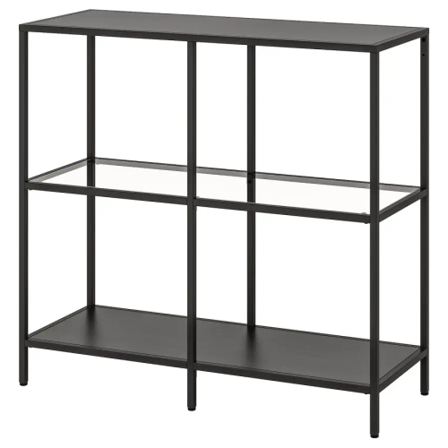 Стеллаж - IKEA VITTSJÖ/VITTSJO, 100х36х93 см, черно-коричневый/стекло, ВИТШЁ/ВИТШЕ ИКЕА