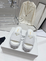 Prada Crochet Platform Slides