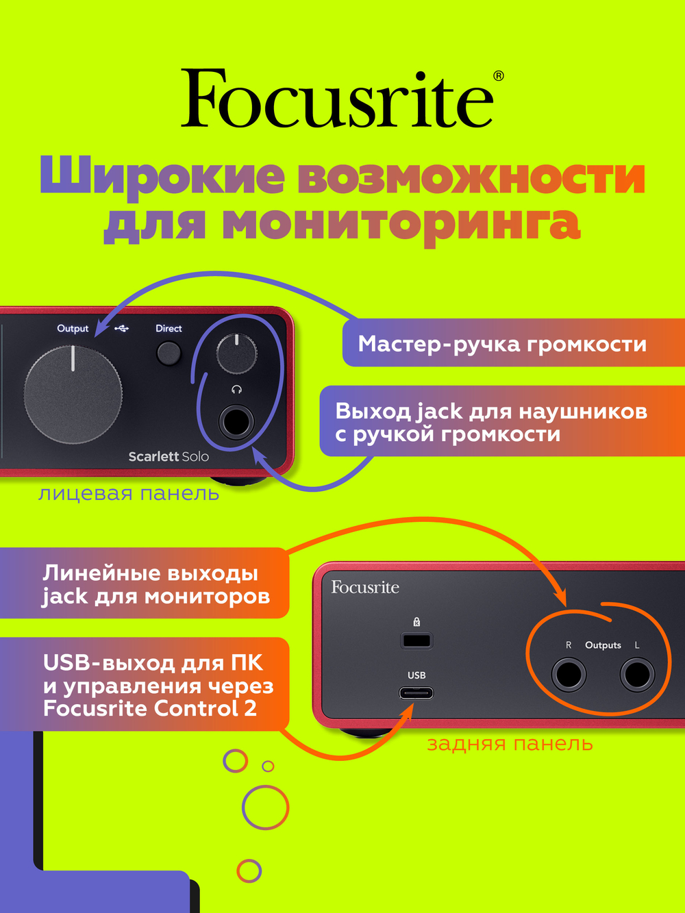 Внешняя звуковая карта Focusrite Scarlett Solo 4th Gen. Товар уцененный