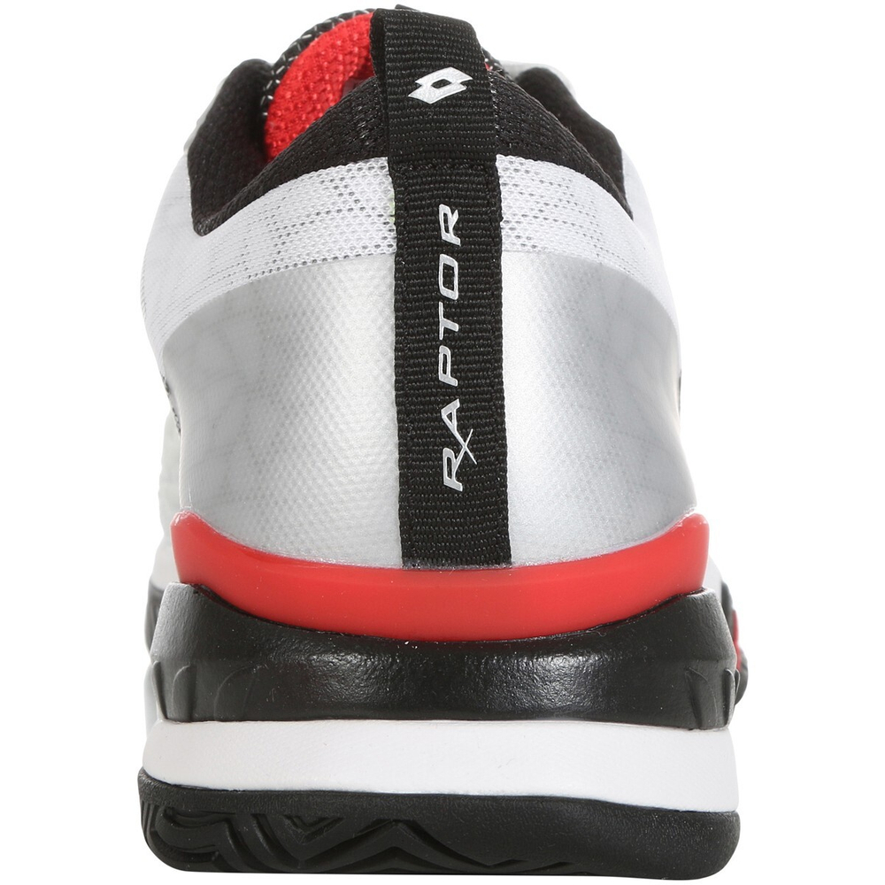 Мужские кроссовки теннисные Lotto Raptor Hyperpulse 100 Speed M - all white/all black/flame red