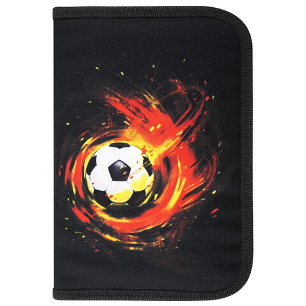 Пенал BRAUBERG с наполнением, 1 отделение, 1 откидная планка, 24 предмета, полиэстер, 21х14 см, "Fireball", 270723