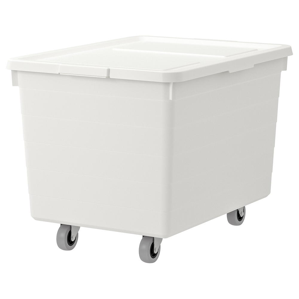 IKEA SOCKERBIT  (ИКЕА СОСКЕРБИТ)  -  Ящик на колесах с крышкой, белый, 38x51x37 см