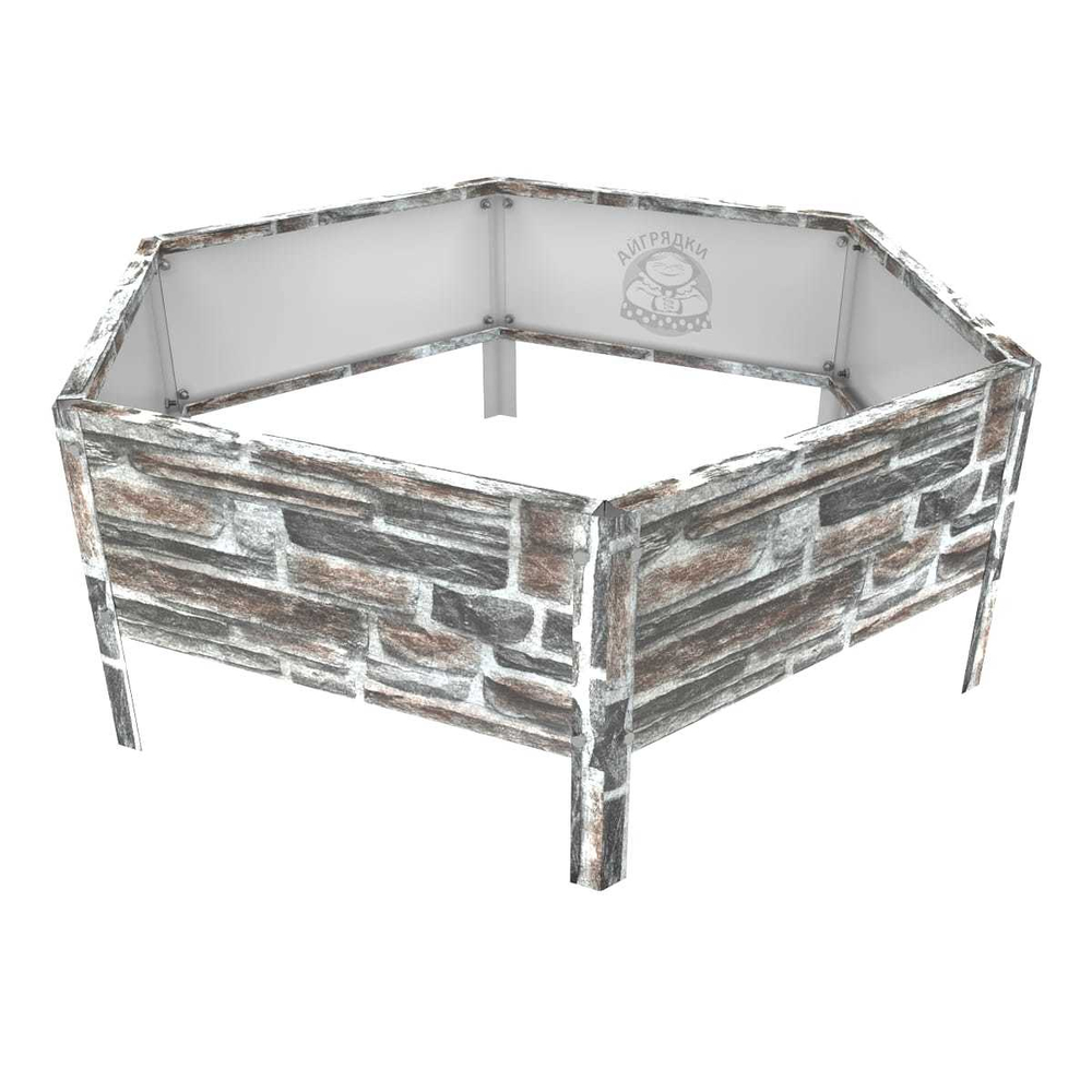 Клумба многоугольная оцинкованная с ножками 1 ярус Камень песчаник