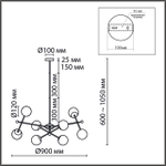 6581/8 MODERNI LN26 173 черный, золотой/белый металл  /стекло Люстра потолочная E14 8*40W 220V MELODY
