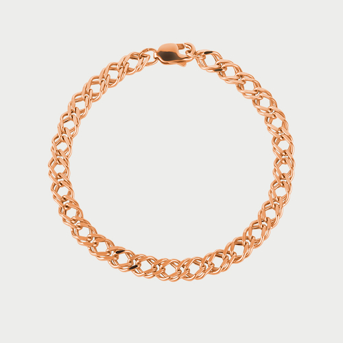 Браслет цепной с плетением "Ромб двойной" из розового золота без вставок (арт. НБ 12-076ПГ 1.00)