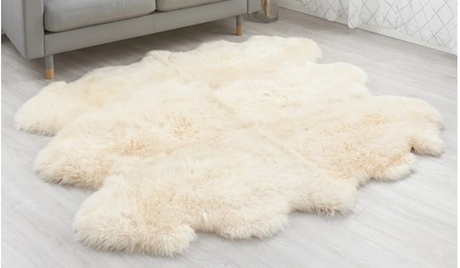 Золотисто-белый ковер из шести овечьих шкур с длинным ворсом