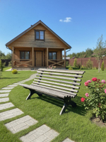 Скамейка садовая, 150х74х83, Осло, со спинкой, из массива дерева, графит, Dipriz