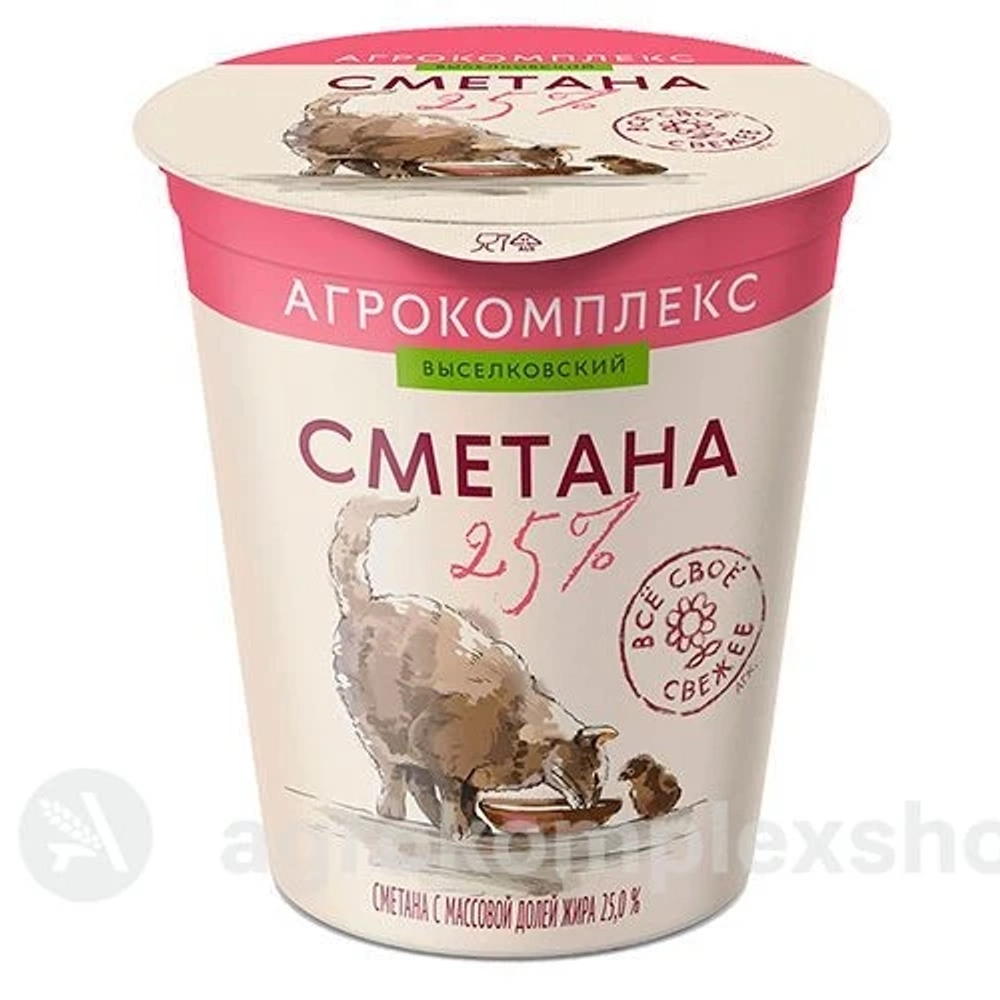 Сметана Агрокомплекс 25% 300гр стакан