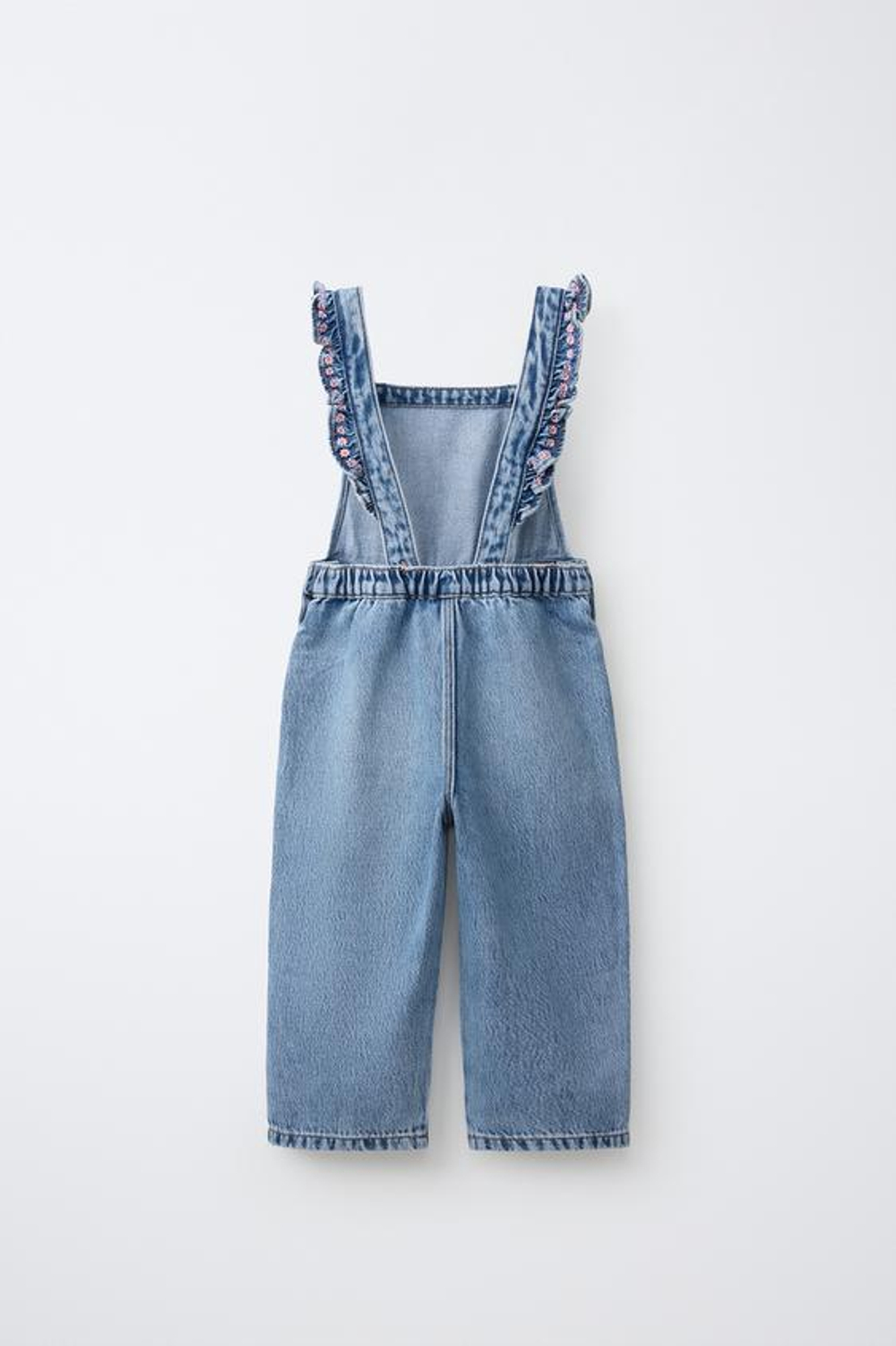 ZARA ДЖИНСОВЫЙ КОМБИНЕЗОН С ВЫШИВКОЙ, СИНИЙ