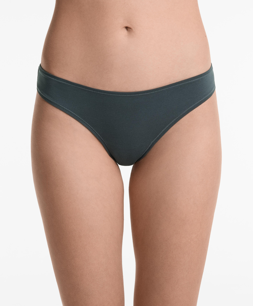 OYSHO Набор из 5 пар трусов-стрингов из хлопковой смеси, темно-синий