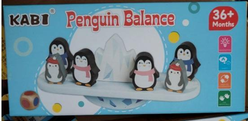 Развивающая игрушка деревянная Весы пингвин на льдине, коробка C-41700