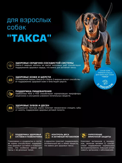 Корм сухой для взрослых собак породы Такса (стандартная), с лососем, 2,5 кг, QUATTRO