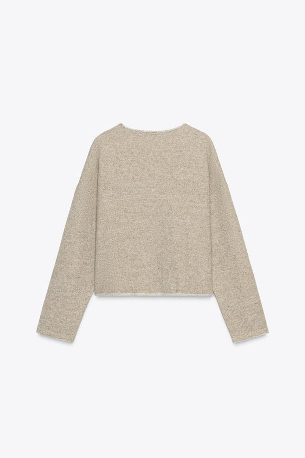 ZARA ТОЛСТОВКА В СТИЛЕ РУСТИК С V-ОБРАЗНЫМ ВЫРЕЗОМ, НЕЖНО-КОРИЧНЕВЫЙ