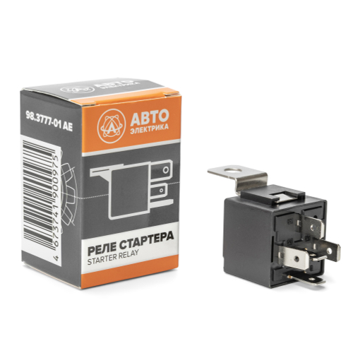 Реле стартера (5-и контактное), ГАЗ, ВАЗ, УАЗ, 12 В, 30/20 А, переключающее, с кронштейном (карман под кронштейн) (ан. 90.3747-01)