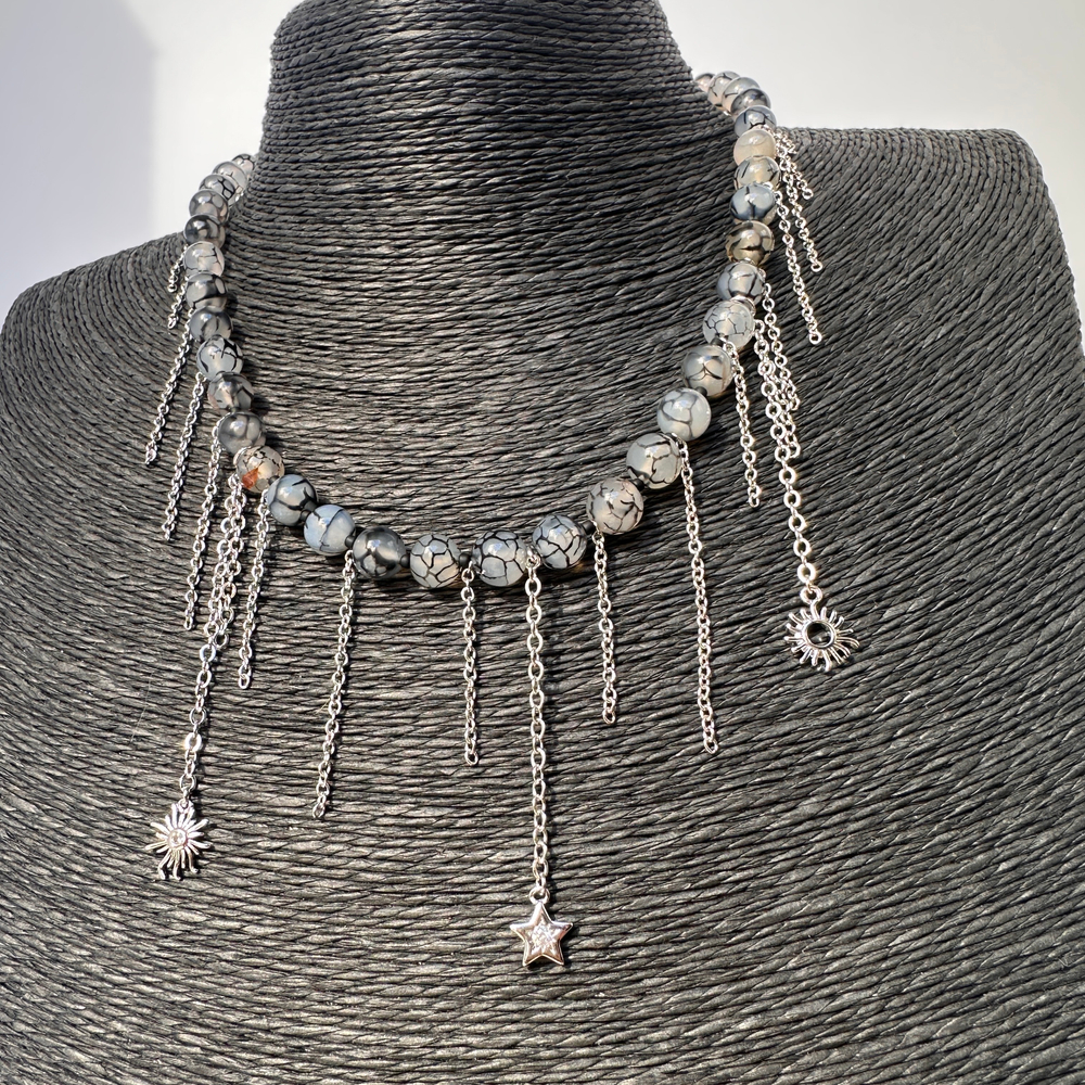 Колье «Лунные кружева» — агат «Вены Дракона»