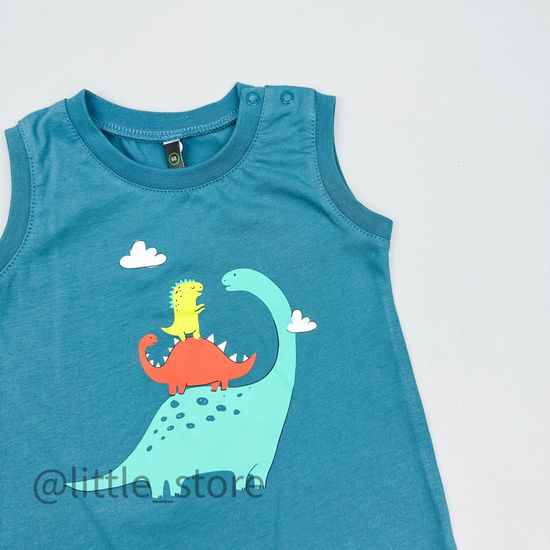 Песочник хлопковый "Мир динозавров" холодный изумруд