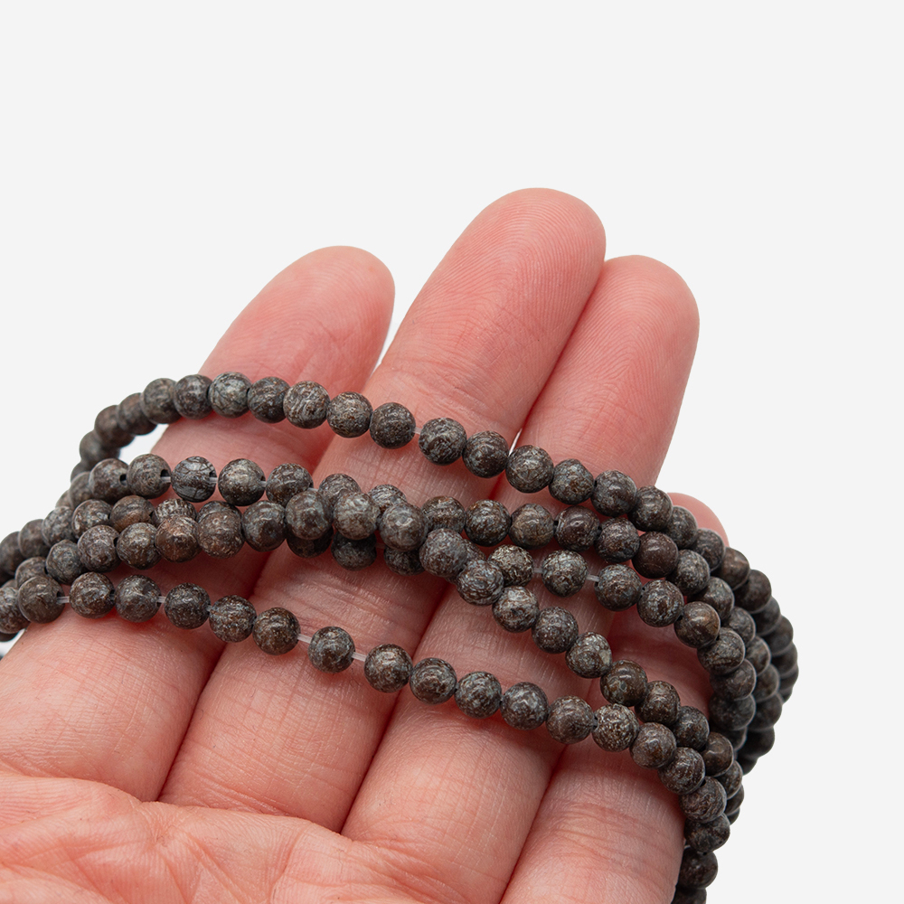 "Кофейный" снежный обсидиан натуральный, бусины в форме шара 4,3мм